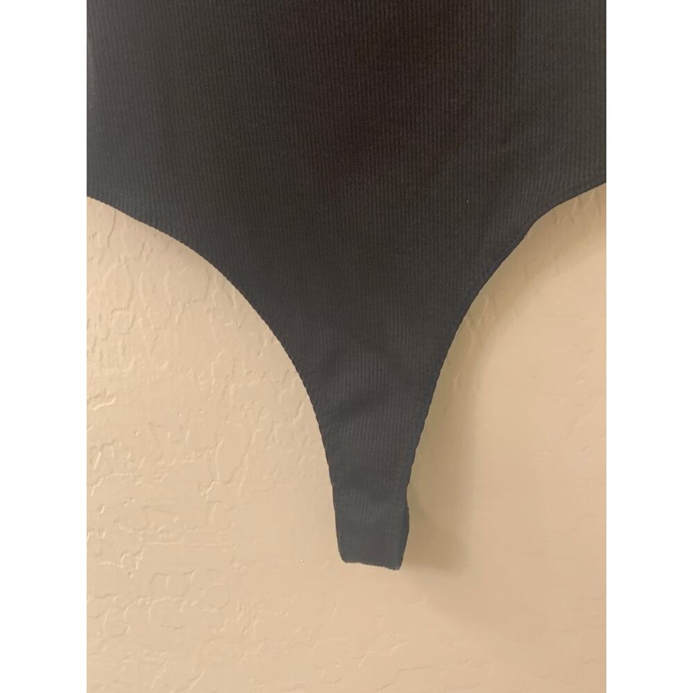 Better Be Black Sweetheart Neckline Ribbed Bodysuit, Size Small - Picture 3 of 12